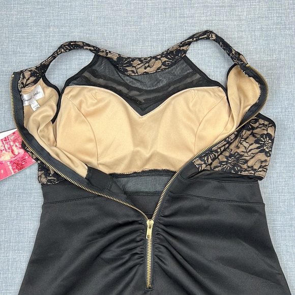 Black & Nude Lace Illusion Bodycon Dress Juniors Size Medium Prom Homecoming - Picture 8 of 9